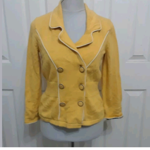 Sparrow yellow knit blazer jacket Anthropologie - Picture 5 of 5